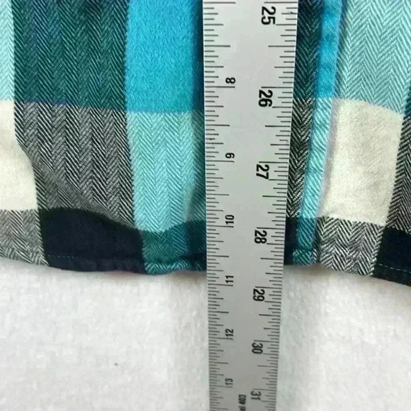Ocean Current Shirt Black/White/Aqua Young Men’s Large Soft Plaid Flannel Casual - Picture 6 of 8
